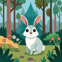 Rabbit in a forest illustration art vector