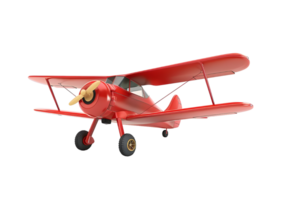 Red vintage biplane for nostalgic air adventures. Isolated on a transparent background. png