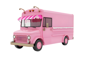Pink Food Truck with Horns Isolated on a transparent background png