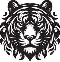 Silhouette Design Of A Tiger Head Facing Forward black color silhouette vector