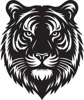 Silhouette Design Of A Tiger Head Facing Forward black color silhouette vector