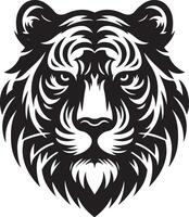 Silhouette Design Of A Tiger Head Facing Forward black color silhouette vector