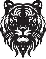 Silhouette Design Of A Tiger Head Facing Forward black color silhouette vector