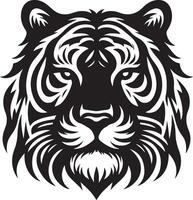Silhouette Design Of A Tiger Head Facing Forward black color silhouette vector