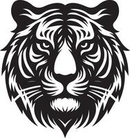 Silhouette Design Of A Tiger Head Facing Forward black color silhouette vector