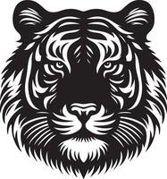 Silhouette Design Of A Tiger Head Facing Forward black color silhouette vector