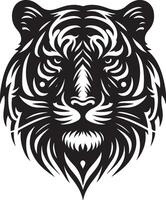 Silhouette Design Of A Tiger Head Facing Forward black color silhouette vector