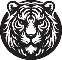 Silhouette Design Of A Tiger Head Facing Forward black color silhouette vector