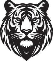 Silhouette Design Of A Tiger Head Facing Forward black color silhouette vector