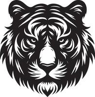 Silhouette Design Of A Tiger Head Facing Forward black color silhouette vector