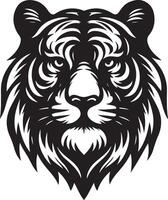 Silhouette Design Of A Tiger Head Facing Forward black color silhouette vector
