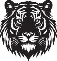 Silhouette Design Of A Tiger Head Facing Forward black color silhouette vector