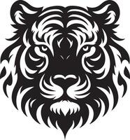 Silhouette Design Of A Tiger Head Facing Forward black color silhouette vector