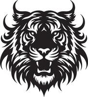 Silhouette Design Of A Tiger Head Facing Forward black color silhouette vector
