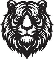 Silhouette Design Of A Tiger Head Facing Forward black color silhouette vector