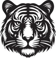 Silhouette Design Of A Tiger Head Facing Forward black color silhouette vector