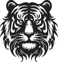 Silhouette Design Of A Tiger Head Facing Forward black color silhouette vector