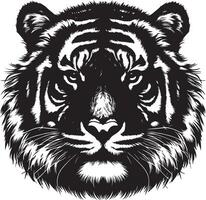 Portrait Silhouette of Large Tiger Face Stock Illustration vector