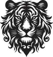 Silhouette Design Of A Tiger Head Facing Forward black color silhouette vector