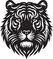 Silhouette Design Of A Tiger Head Facing Forward black color silhouette vector