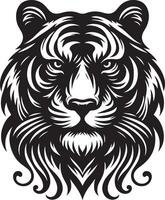 Silhouette Design Of A Tiger Head Facing Forward black color silhouette vector