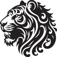 Silhouette Design Of A Tiger Head Facing Forward black color silhouette vector
