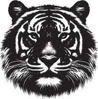 Portrait Silhouette of Large Tiger Face Stock Illustration vector
