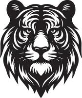 Silhouette Design Of A Tiger Head Facing Forward black color silhouette vector