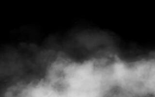 White smoke cloud with overlay effect on transparent black background. Realistic border with fog illustration of smoky mist or toxic vapor on floor. Meteorological phenomenon or condensation. vector