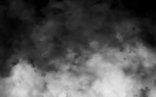 White smoke cloud with overlay effect on transparent black background. Realistic border with fog illustration of smoky mist or toxic vapor on floor. Meteorological phenomenon or condensation. vector