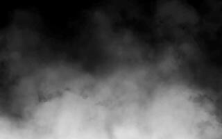 White smoke cloud with overlay effect on transparent black background. Realistic border with fog illustration of smoky mist or toxic vapor on floor. Meteorological phenomenon or condensation. vector
