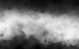 White smoke cloud with overlay effect on transparent black background. Realistic border with fog illustration of smoky mist or toxic vapor on floor. Meteorological phenomenon or condensation. vector