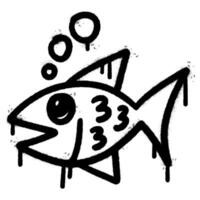 Spray Painted Graffiti Fish icon Sprayed isolated with a white background. vector
