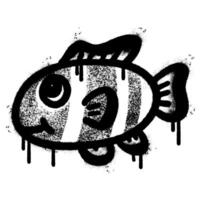 Spray Painted Graffiti Fish icon Sprayed isolated with a white background. vector