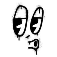 Spray Painted Graffiti Funny retro cartoon character face Sprayed isolated with a white background. vector