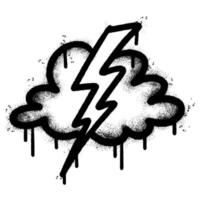 Spray Painted Graffiti Thunder Strom icon Sprayed isolated with a white background. graffiti Thunder Strom icon with over spray in black over white vector