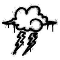 Spray Painted Graffiti Thunder Strom icon Sprayed isolated with a white background. graffiti Thunder Strom icon with over spray in black over white vector