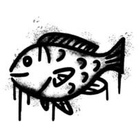 Spray Painted Graffiti Fish icon Sprayed isolated with a white background. vector