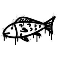 Spray Painted Graffiti Fish icon Sprayed isolated with a white background. vector