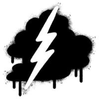 Spray Painted Graffiti Thunder Strom icon Sprayed isolated with a white background. graffiti Thunder Strom icon with over spray in black over white vector