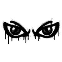 Spray Painted Graffiti angry eyes icon Sprayed isolated with a white background. vector