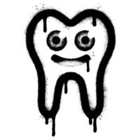 Spray Painted Graffiti tooth icon Sprayed isolated with a white background. vector