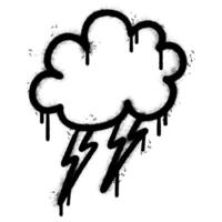 Spray Painted Graffiti Thunder Strom icon Sprayed isolated with a white background. graffiti Thunder Strom icon with over spray in black over white vector