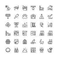 Thin line icons set of pets and veterinary vector
