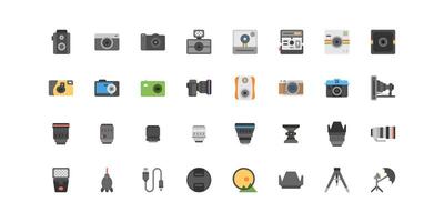 camera icons set. Photography studio device. vector