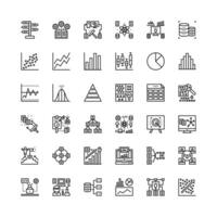 Data analysis line icons set illustration vector