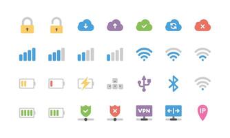 Internet networking related icon set vector