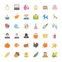 Flat Design Thanksgiving Icon Set vector