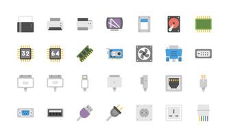 Electronic Components, icon set. Elements of electronic circuits and devices. vector