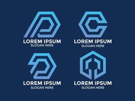 collection of minimalist style hexagon logos vector